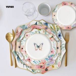 Set di Stoviglie in Ceramica Sunfloewr 2025 Nuovo Design con Motivo Pastorale Nuovi Piatti per Matrimoni ed Eventi/Catering/Noleggio - Product Image 4