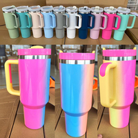 Gobelet isotherme 40oz Adventure avec poignée et couvercle, réutilisable, motif vache, pour bière, avec strass, prêt à l'emploi