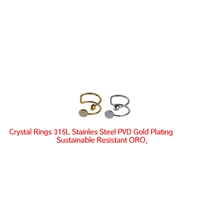 Bagues en cristal en acier inoxydable 316L avec placage or PVD, durables et résistantes ORO - Product Image 2