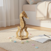 Kit d'artisanat éducatif DIY en papier recyclé pour enfants : Statue d'animal marin hippocampe - Papier Jazz