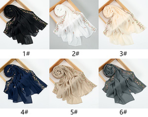 Hijab in Chiffon con Ricamo Floreale <span class=keywords><strong>Elegante</strong></span>, Nuovo Design Primavera-Estate 2026, Vendita Calda - Product Image 5