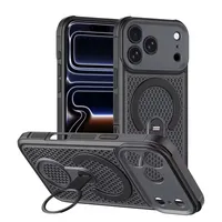 Coque de téléphone magnétique à anneau rotatif 360° avec dissipation thermique en maille, compatible avec iPhone 17 16 15 14 13 12 Pro Max Air Plus
