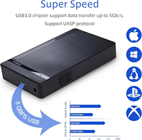 VONN Prix d'usine Boîtier de disque dur externe 3.5 ''USB 3.0 avec adaptateur secteur 12V 3.5 2.5 pouces SATA HDD SSD Case jusqu'à 8TB