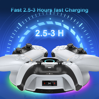 Station de charge RGB pour manettes PS5 DualSense et Edge, station de charge rapide avec lumière ambiante et arrêt automatique