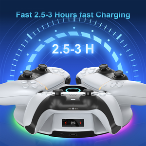 Station de charge RGB pour manettes PS5 <span class=keywords><strong>DualSense</strong></span> et Edge, station de charge rapide avec lumière ambiante et arrêt automatique - Product Image 6