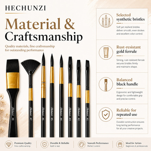 Fournitures artistiques, poils synthétiques écologiques, manche en <span class=keywords><strong>bois</strong></span> noir-doré, ensemble de 8 pinceaux professionnels pour aquarelle, pour la <span class=keywords><strong>peinture</strong></span> - Product Image 4