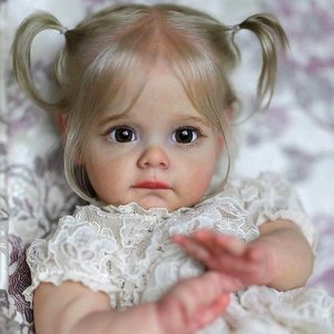 Muñeca de reencarnación de niña realista de 22 pulgadas con cuerpo suave, muñeca de imitación de bebé de vinilo. A las niñas les gustan las muñecas delicadas - Product Image 5