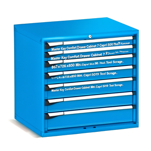 Fami Master Key Comfort <b>Drawer</b> Cabinet 7 <b>Drawers</b> 867x726x850 Mm Capri Blue Ral5019 <b>Tool</b> Storage - Product Image 2