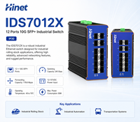 Switch Ethernet Industrial Gestionado L3 de 12 Puertos 10G SFP+ para Riel DIN, Entrada CC: 12V-57V, IP30, Amplio Rango de Temperatura para Automatización Ferroviaria