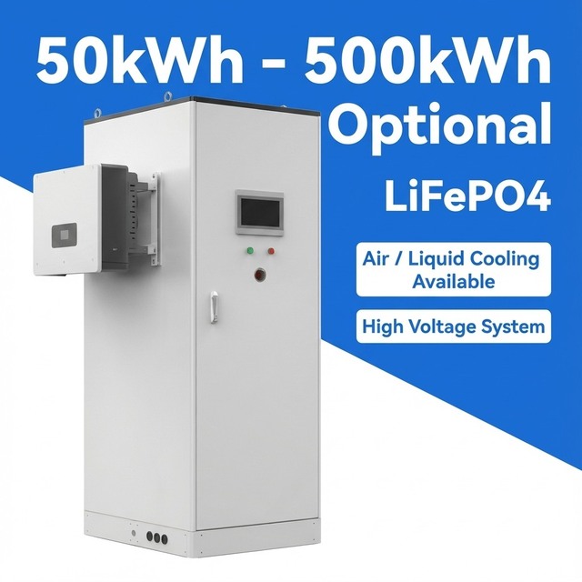 30-90kW Output High Voltage Solar Energy Storage System 80-200kWh Commercial LiFePO4 Battery Cabinet Air Cooling On/Off Grid
