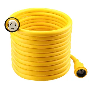 J571 25FT 50 AMP SS2-50P to SS2-50R Marine Shore Power Extension Cord 125V/250V STW Cable Yellow