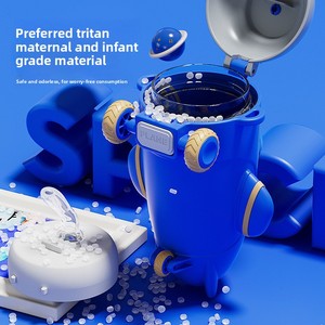 Gourde portable pour enfants en plastique Tritan, type paille, résistante aux hautes températures, double paroi, motif dessin animé - Product Image 3