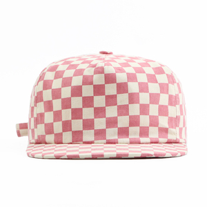 Chất lượng cao tùy chỉnh thêu Mũ bóng chày checkerboard mô hình mũ mềm, 5 Bảng điều khiển phẳng vành Snapback cap - Product Image 1