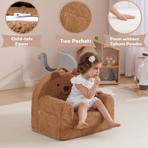 Canapé-lit pliable pour tout-petits avec housse en mousse sherpa 25D motif <span class=keywords><strong>ours</strong></span>, convertible en <span class=keywords><strong>fauteuil</strong></span> de lecture pour enfants de 1 à 3 ans, conforme à la norme CPSIA - Product Image 5