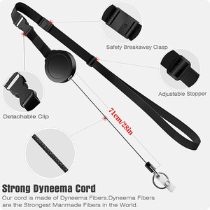 2-piece Set Custom Logo Round ABS Plastic Heavy‑Duty Retractable Yoyo Badge Reel With Wire Rope, Carabiner Key Ring, Lanyard - Product Image 3