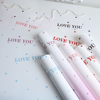 Kertas Pembungkus Bunga Kustom Motif Hati Gradasi untuk Hadiah, Kemasan Bunga, Buket, DIY, Hari Valentine