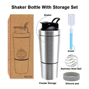 Custom Eco-Friendly 18/8 Stainless Steel Protein Shaker Bottle Storage for Protein Mixes Leak-Proof Design Camping Use 16oz/26oz - Product Image 5