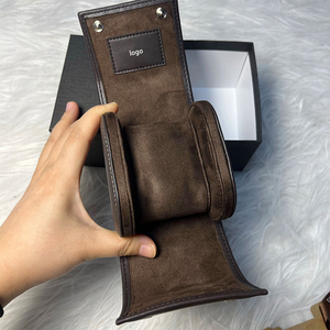 Étui à montre de luxe marron à fente unique, directement de l'usine, étui de voyage portable pour montre avec logo personnalisé, boîte à montre de marque de haute qualité - Product Image 1