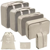 Usine 7 pièces Sacs de rangement pliables imperméables portables pour voyage Organisateurs de bagages Cubes d'emballage