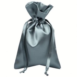 Pochette en satin personnalisée de haute qualité 20*30cm avec cordon de serrage pour emballage de perruques, petit sac anti-poussière, bijoux, cadeaux, recyclable, imprimé à l'écran - Product Image 1