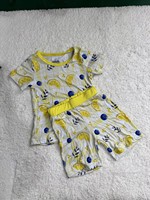 Ensemble de pyjama vintage à manches courtes et imprimé animal en bambou pour nouveau-nés et petites filles, respirant