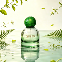 En stock – Nouveau design – Flacon de parfum rond en verre vert 50 ml 100 ml avec bouchon et pompe transparente pour cosmétiques – Boîte d'emballage ronde