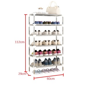 6-layer Multi Purpose <strong>Storage</strong> Organizer 19mm <strong>Steel</strong> <strong>Pipe</strong> Shoe <strong>Racks</strong> 6 Storeys Metal Shelf Heavy Duty Living Room Kitchen Holder - Product Image 5
