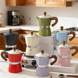 Kingze-Máquina de café de un solo tubo, cafetera de aluminio, espresso, Moka, OEM, prémium, italiana, 1, 3 y 6 tazas - Product Image 1