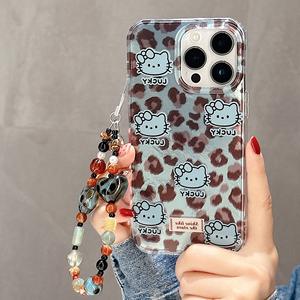 Чехол для телефона с леопардовым принтом для iPhone 16/15/17/Pro Max/14/13, дизайн из блестящей перьевой пряжи, УФ-печать, ремешок для телефона в комплекте - Product Image 2