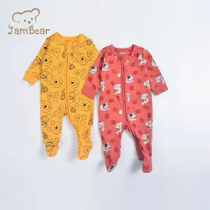 Mameluco orgánico de manga larga para bebé, mameluco orgánico, mameluco con cremallera Aby para niño pequeño con pies, traje de dormir personalizado con cremallera