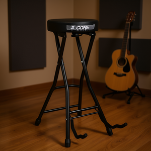 GSTOOL - Taburete de Guitarra Plegable Negro, Asiento de Metal Resistente para Músicos - Product Image 2