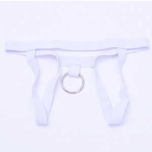 Yiziduo <b>Men's</b> Low-Rise Thong Underwear With Metal <b>Ring</b> White Spandex Sexy Briefs G553 - Product Image 5