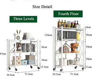 Modern Metal Multi-Layer Kitchen Foldable <b>Storage</b> <b>Rack</b> with Standing Floor Design-Eco-Friendly - Product Image 3