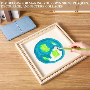 DIY Crafts Painting <strong>Wood</strong> Canvas <strong>Panels</strong> <strong>Unfinished</strong> Boards Square Plaques Wooden Blank Framed Signs - Product Image 5