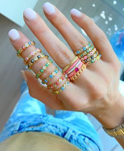 Wholesale Lucky Turkish Evil Type Eye Enamel <strong>Ring</strong> CZ Engagement Colorful Enamel Finger <strong>Rings</strong> <strong>Stack</strong> for Women Wedding Jewelry - Product Image 1