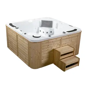 Grote Zwembad Hot Tub Outdoor Bad Buiten Gratis Staande Grote Houten Frame Met Massage Whirlpool Spa Tubs