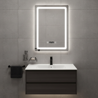 Miroir LED avec luminosité réglable, éclairage 3 couleurs, horloge numérique, idéal pour les salles de bain modernes