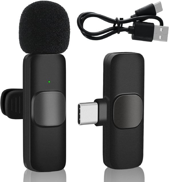 Microphone Wireless for Android-Mini Microphone for Video Recording YouTube Podcast Interview & Vlog Lavalier Lapel Microphone