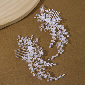 Barrettes à cheveux en zircon pour filles, luxe, gauche et droite, 2 pièces, barrettes à cheveux en cristal faites à la main, barrettes à cheveux en cuivre pour mariage - Product Image 4