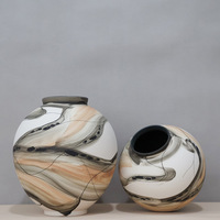 Vase en céramique moderne peint à la main, pot en céramique rétro antique, décor de paysage Wabi Sabi, support décoratif pour fleurs, ornement de style chinois