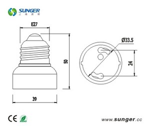 Konverter lampu E27-GU24 soket adaptor gaya sekrup aluminium plastik bahan CE RoHS lampu gantung bersertifikasi garansi 2 tahun - Product Image 2