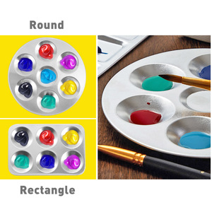 <span class=keywords><strong>Palette</strong></span> d'<span class=keywords><strong>artiste</strong></span> FOSKA en métal à 6 compartiments pour mélanger les couleurs, stocker la peinture, superposer les couleurs, séparer les petits objets et nettoyer les pinceaux - Product Image 2