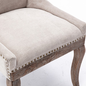<span class=keywords><strong>Chaise</strong></span> de salle à manger <span class=keywords><strong>ultra</strong></span> <span class=keywords><strong>moderne</strong></span>, tissu épais avec tête de clou en bronze, pieds en bois massif, beige, lot de 2, écologique et durable - Product Image 4