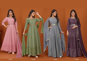 Robe Anarkali de qualité standard avec broderie Robe de mariée disponible au prix de gros de l'Inde - Product Image 6