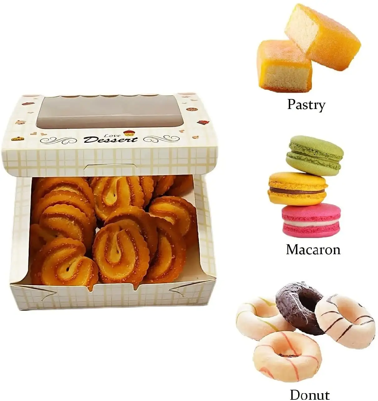 Boîtes à Dessert 2/2 pièces avec fenêtre, viseur pour gâteaux, Muffins, Donuts, cupcakes, pâtisserie