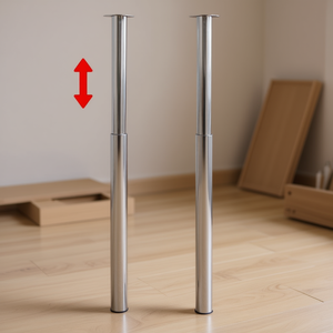 Pieds de table télescopiques chromés 28-43,3 pouces, pieds de meubles en métal, hauteur réglable, design minimaliste - Product Image 2