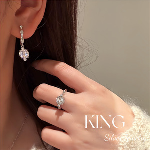 Ensemble bague et boucles d'oreilles en argent sterling avec motif bambou et zircone cubique pour femme, à porter au quotidien - Product Image 2