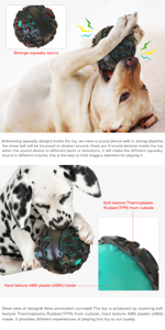 Meteorite Texture Anti-Pull palla che rimbalza con funzione cigolante novità in stile cartone animato rimozione della placca dei denti effetto sonoro di masticazione - Product Image 4