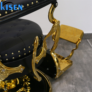 Chaise de barbier hydraulique KISEN en similicuir, hauteur réglable, design traditionnel, mobilier de salon, base ronde, salon de coiffure - Product Image 5