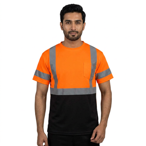 Camisetas de Seguridad de Alta Visibilidad, Más Vendidas, con Rayas Reflectantes, Diseño Sólido, para Exteriores, Transpirables, Unisex, de Poliéster/Algodón - Product Image 1